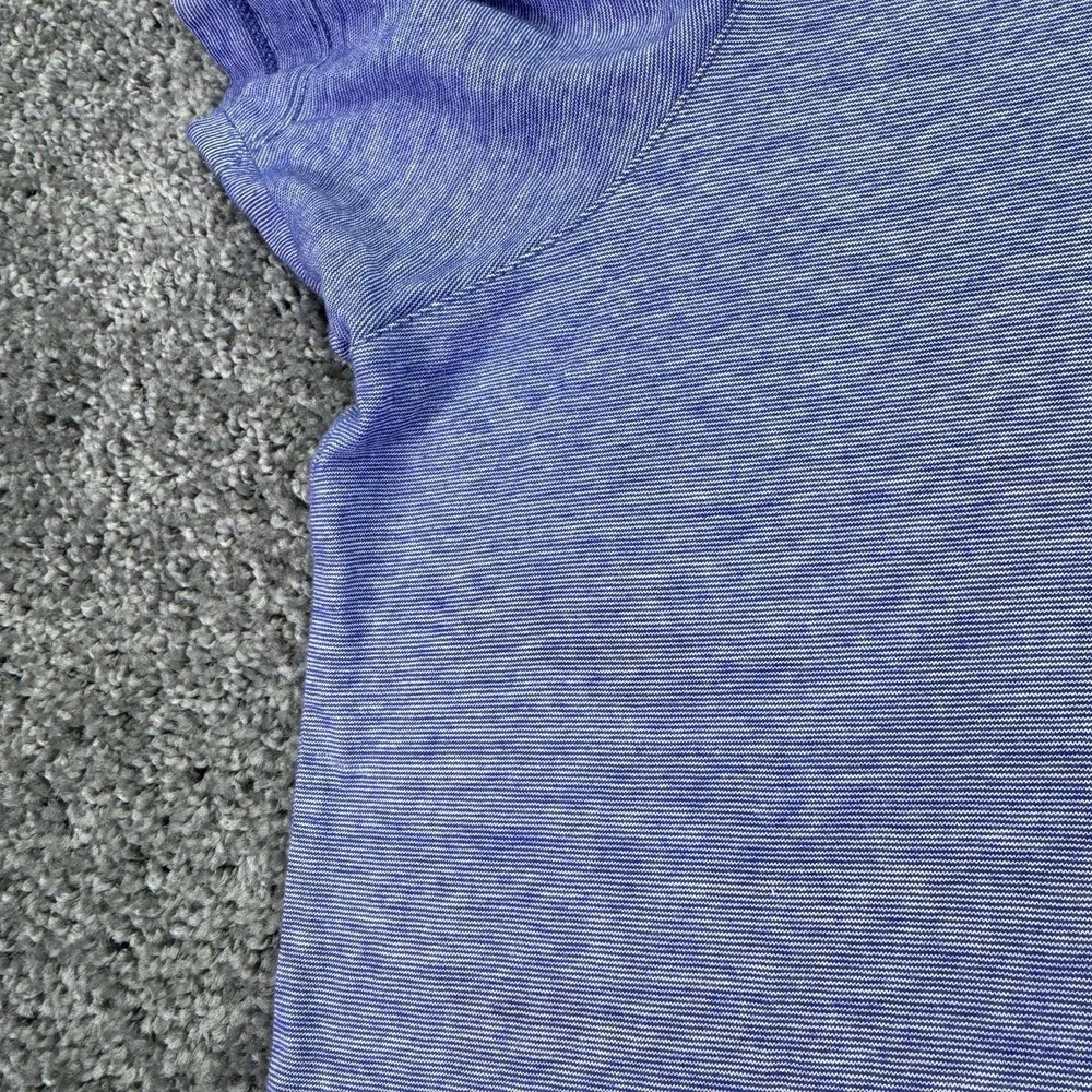 Ted Baker Polo Shirt Mens 7 Blue Striped Contrast Collar Pocket Casual Summer